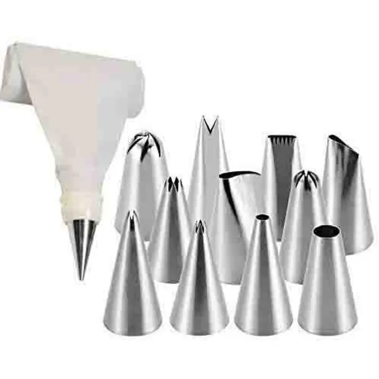 Buy 12 Piece Cake Decorating Set Frosting Icing Piping Bag Tips with Steel nozzles  Online at Best Price In Bangladesh