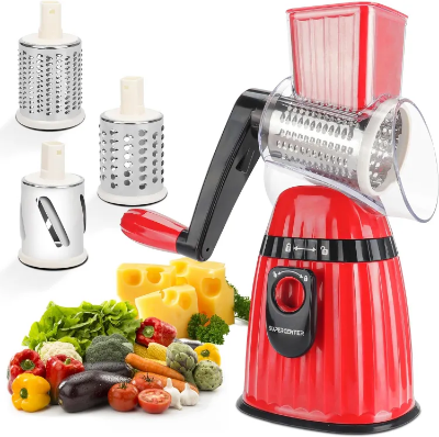 Buy Rotary Cheese Grater,3 in 1 Multi-functional Mandoline Vegetable Shredder,Slicer, 3 Drum Blades in Set Online at Best Price In Bangladesh