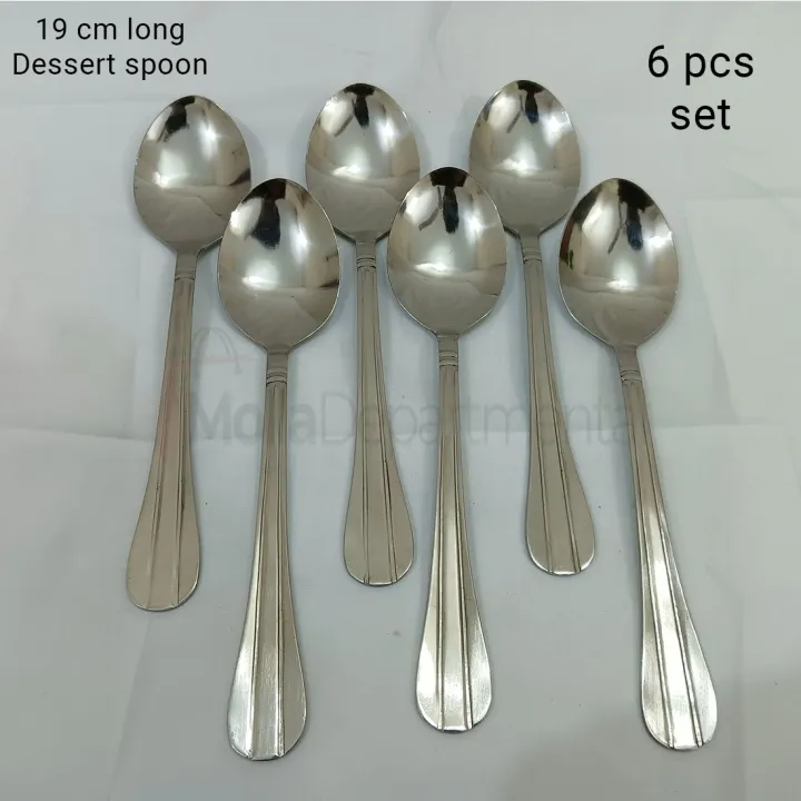 Buy lionel-6-pcs-stainless-steel-dessert-spoon-silver-color-best-for-tableware-line-design-19-cm-long  Online at Best Price In Bangladesh