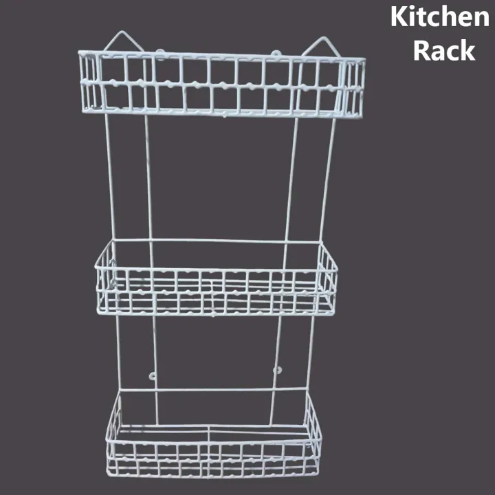 Buy 3 Step square shape Walls For The Kitchen Hanging Rack - Optimize Your Kitchen Storage With This square shape Hanging Rack made is high quality iron stick white colour   Online at Best Price In Bangladesh