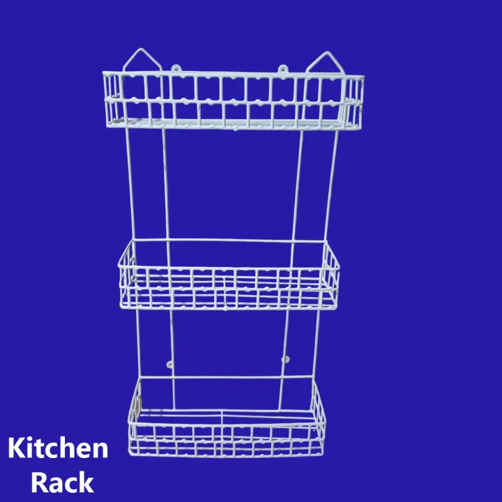 Buy 3 Step square shape Walls For The Kitchen Hanging Rack - Optimize Your Kitchen Storage With This square shape Hanging Rack made is high quality iron stick white colour   Online at Best Price In Bangladesh