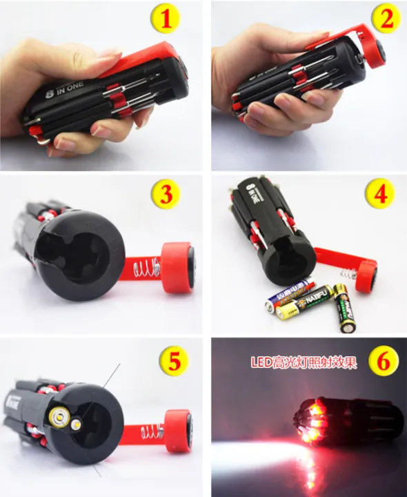 Buy New Multi-functiona 8 in 1 Multi Screwdriver with 6 LED Torch Hand Repair Tools   Online at Best Price In Bangladesh