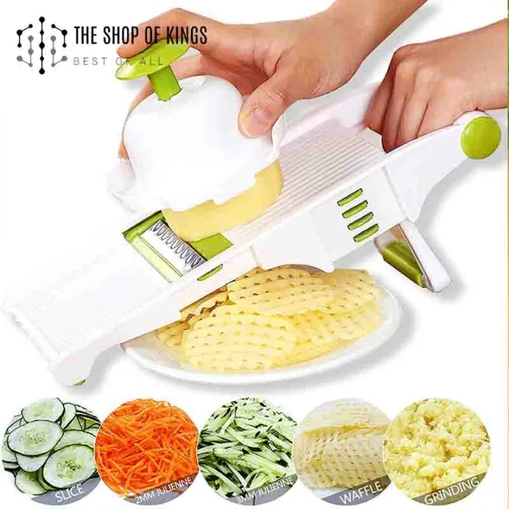 Buy Mandoline Slicer Vegetable Mandolin, Fruit zucchini Slicer, French Fry Cutter, Food Waffle,Julienne Grater Sharp Stainless Steel Blades   Online at Best Price In Bangladesh