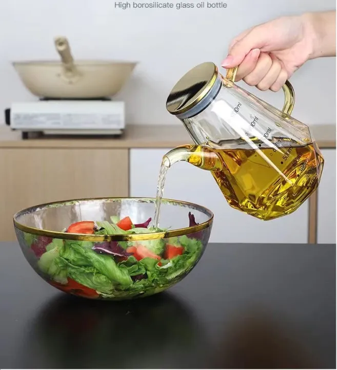 Buy 700ml Home Creative Glass Diamond Oil Bottle with Scale and Handle Kitchen Soy Sauce Vinegar Condiment Storage Container   Online at Best Price In Bangladesh