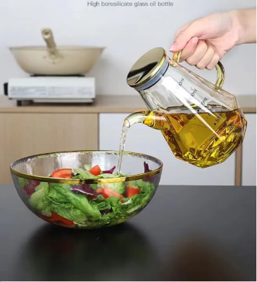 Buy 700ml Home Creative Glass Diamond Oil Bottle with Scale and Handle Kitchen Soy Sauce Vinegar Condiment Storage Container   Online at Best Price In Bangladesh