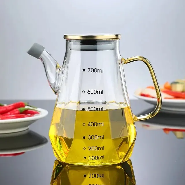 Buy 700ml Home Creative Glass Diamond Oil Bottle with Scale and Handle Kitchen Soy Sauce Vinegar Condiment Storage Container   Online at Best Price In Bangladesh