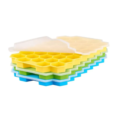 Buy Ice Cube Tray with Silicon Ice Mold Trays Flexible Silicone Honeycomb Design 37 Cavity Ice Cube Tray with Lid Multicolor Online at Best Price In Bangladesh