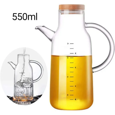 Buy 550ml Glass Oil Bottle Borosilicate Glass Oil Can Dispenser Bottle Measuring Sauce Jar Oiler Pouring Spout Bottle with Bamboo Cover   Online at Best Price In Bangladesh