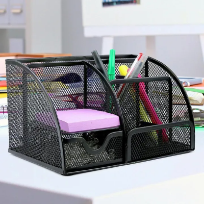 Buy 7 Compartment Metal Mesh Desk Organizer with Drawer  Online at Best Price In Bangladesh