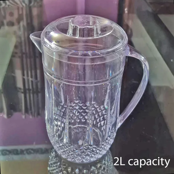 Buy 1 pcs Transparent Premium Crystal Water Jug - 2L golden and clear Design 2 Online at Best Price In Bangladesh