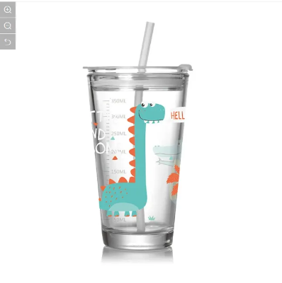 Buy 1 pcs 350ml Clear Drinking Glass Cup with Straw for Children or Adults Glass Cup with Lid   Online at Best Price In Bangladesh