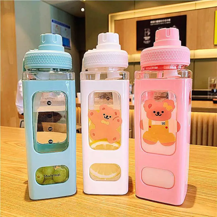 Buy 700ml Cute Water Bottle For Girls With Straw Stickers Kawaii Plastic Travel Tea Juice Milk Portable Child Drink Bottles Online at Best Price In Bangladesh