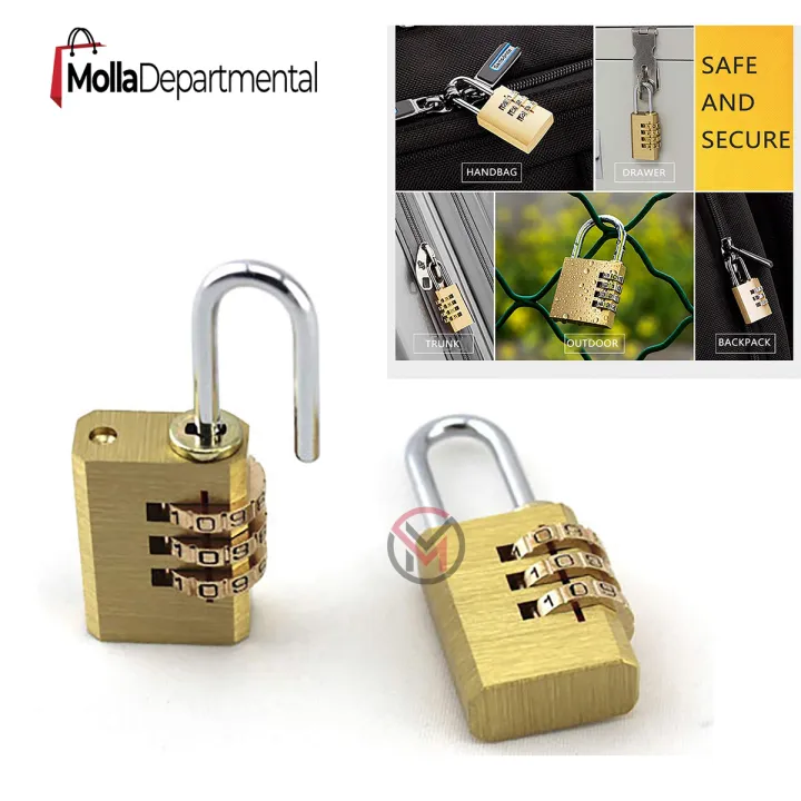 Buy 3-Digit Resettable Brass Password Lock Combination Padlock 72x28mm Combination lock padlock, 3 digits, number padlock, locker, ideal security combination lock for school, gym locker, cabinets, tool box, etc.  at Best Price In Bangladesh