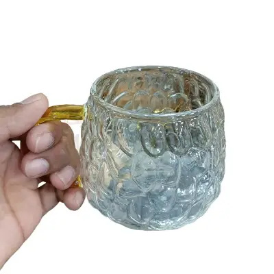 Buy 1 pcs Heat-resistant Transparent Glass Cup with color Handle heat resistant cup for tea and coffee cup  at Best Price In Bangladesh