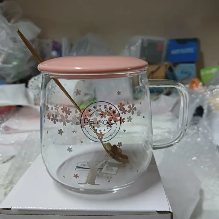 Buy  Cute Fruity Mug Glass Mug unicorn print with Spoon and ABS plastic Lid at Best Price In Bangladesh