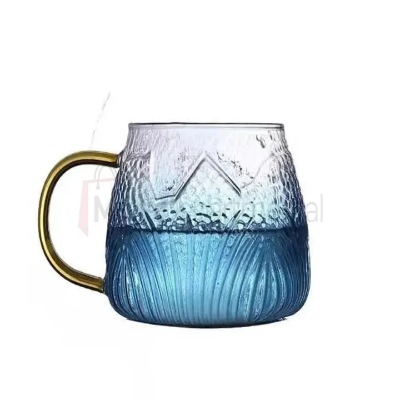 Buy  Premium Golden Handle blue color borosilicate Glass Coffee Glass Coffee (410 ml) Glass Coffee Mug at Best Price In Bangladesh