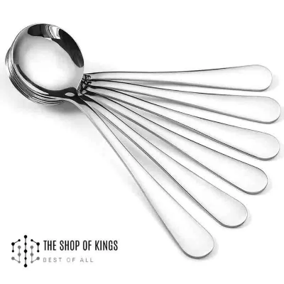 Buy Big Size Stainless Steel Soup Spoon Set of 6 Pieces, Soup Spoon, Cereal Spoon, Soba Spoon, Bouillon Spoon  at Best Price In Bangladesh