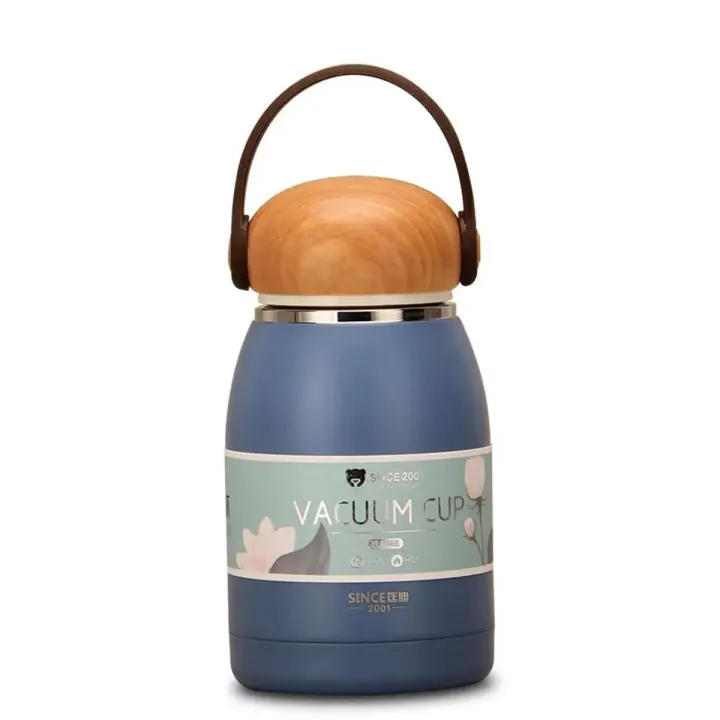 Buy 320ml Wooden Lid Portable Handle Stainless Steel Termos water Bottle, Custom Logo School Kid Double Wall Vacuum Flask  at Best Price In Bangladesh