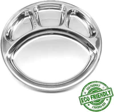 Buy 4 compartment Stainless steel Round plate  at Best Price In Bangladesh