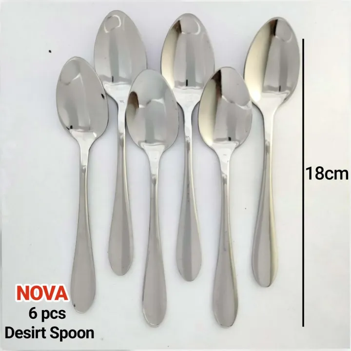 Buy (Set Of 6) Nova Brand New Stainless Steel Desert Tea Spoon,6 Pcs Set, Silver 18Cm - Chopsticks at Best Price In Bangladesh