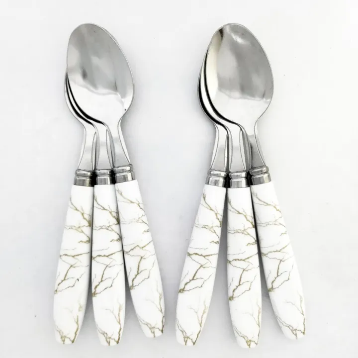 Buy 6 Pcs Dinner Spoons Set with ceramic handle at Best Price In Bangladesh