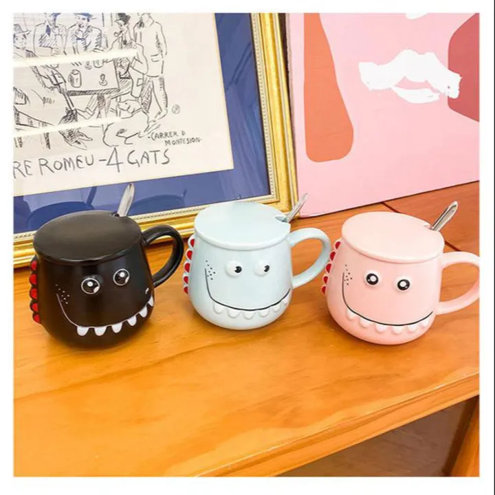 Buy  450ml 1 pcs Dinosaur Ceramic cup water cup funny cartoon pot-bellied mug cute coffee cup tea cup cute cup mugs coffee cup coffee mug with lid and spoons at Best Price In Bangladesh