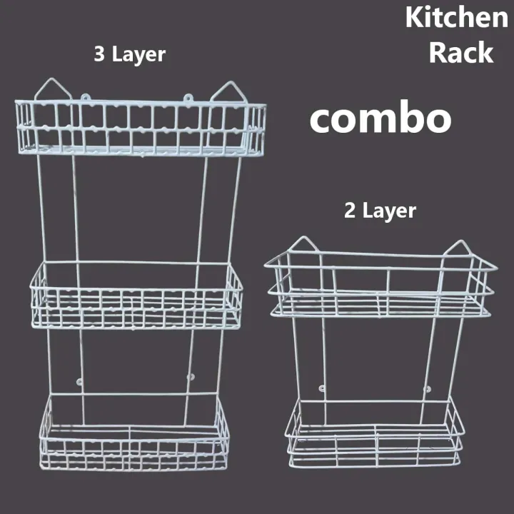 Buy  2 pcs set, 1 pcs 3 Step and 1 pcs 2 step square shape Walls For The Kitchen Hanging Rack - Optimize Your Kitchen Storage With This square shape Hanging Rack made is high quality iron stick white colour, made is high quality iron stick white colour combo p at Best Price In Bangladesh