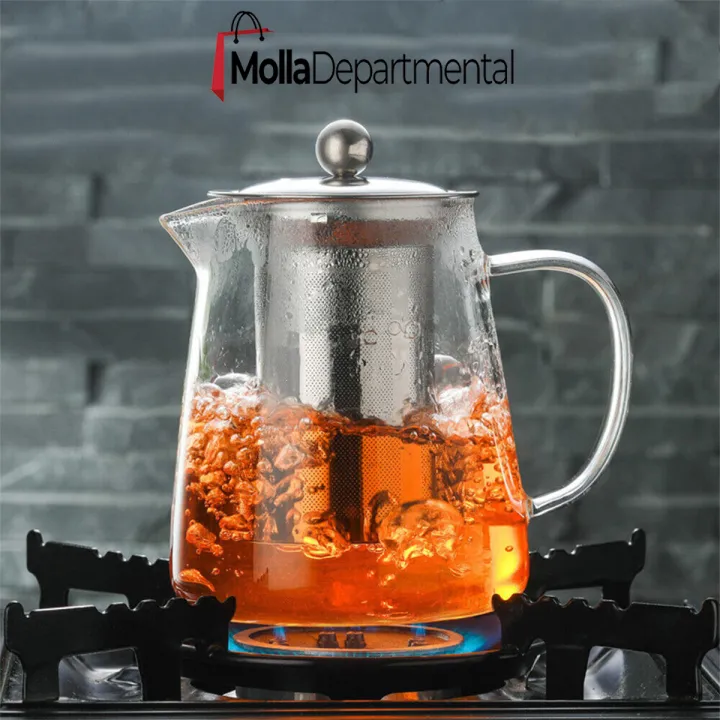 Buy Glass Tea Pot Stainless Steel Infuser Strainer Heat Resistant Loose Leaf Teapot at Best Price In Bangladesh