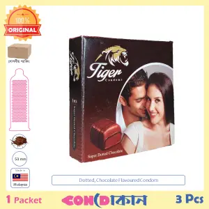 Picture of Tiger Super Dotted Chocolate Flavoured Condom 1 Packet (3 Pcs)