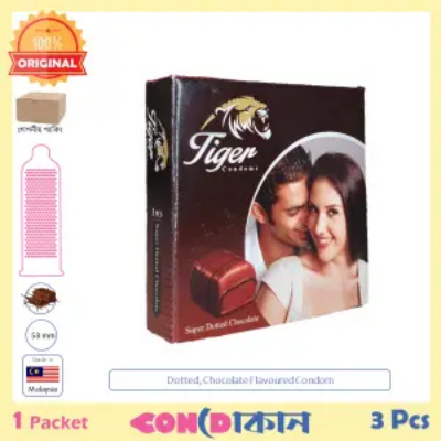 Picture of Tiger Super Dotted Chocolate Flavoured Condom 1 Packet (3 Pcs)