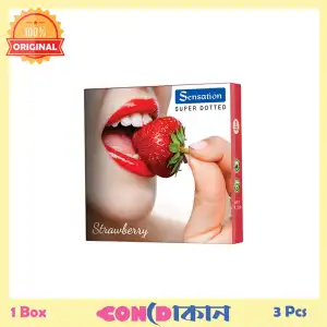 Picture of Sensation Super Dotted Strawberry Flavor Condom 1 Box (3 pcs)