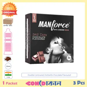 Picture of Manforce 2in1 Double Contoured & Dotted Chocolate Flavoured Condom Indian 1 Packet (3 Pcs)