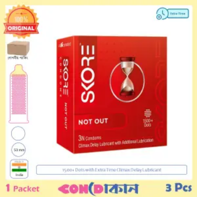 Picture of SKORE 1500+ Dots NOT OUT Extra Time Condom Indian 1 Packet (3 Pcs)
