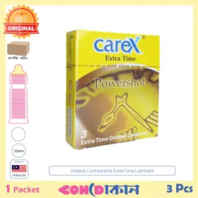Picture of Carex Extra Time Powershot Dotted & Contoured Condom Indian 1 Packet (3 Pcs)