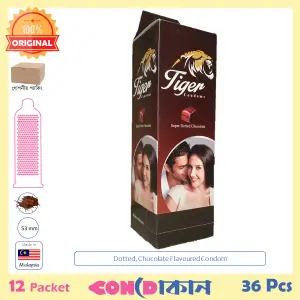 Picture of Tiger Super Dotted Chocolate Flavoured Condom 12 Packet (36 Pcs)