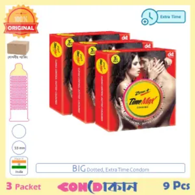 Picture of Zaroor Plus Time Max Extra Time Dotted Condom 3 Pack (9 Pcs)