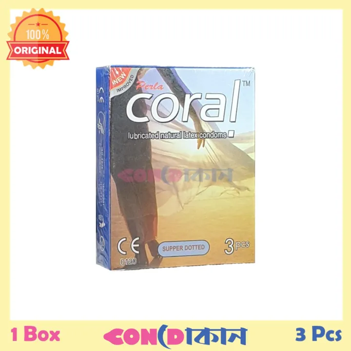 Picture of Coral Lubricated Natural Latex Condom  Super Dotted 1 Box (3 Pcs)