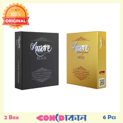 Picture of Amore Luxury Condom Combo Pack 2 Box (6 Pcs) (3 Pcs Gold + 3 Pcs Black)