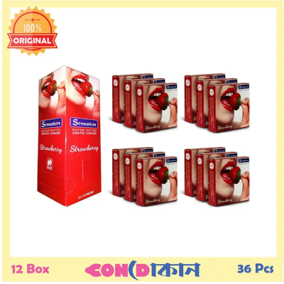 Picture of Sensation Super Dotted Strawberry Flavor Condom 12 Box (36 pcs) -Condom
