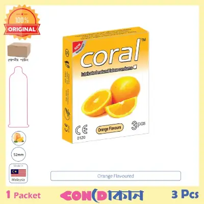 Picture of Coral Orange Flavoured Condom 1 Packet (3 Pcs)