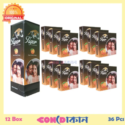 Picture of Tiger Super Dotted Orange Flavored Condoms 12 Box (36 Pcs)