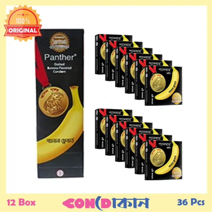 Picture of CD Panther Dotted Banana Flavor Condom For Protection, 12 Box (36 Pcs)