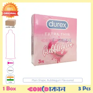 Picture of Durex Extra Thin Bubblegum Condom 1  Box (3 Pcs) Indian