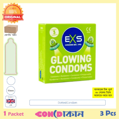 Picture of EXS Glowing Condom made in UK 1 Packet (3 Pcs) Glow in Dark