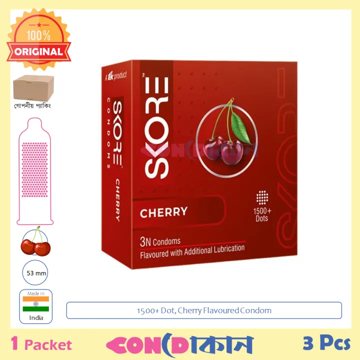 Picture of SKORE 1500+ Dotted Cherry Flavoured Condom 1 Pack (3 Pcs)