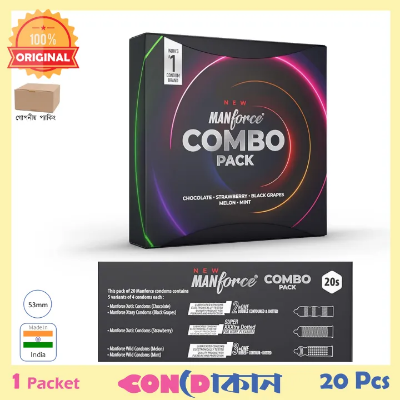 Picture of Manforce Combo Pack (Chocolate, Strawberry, Black Grapes, Melon & Mint) Indian 1 Packet (20 Pcs)