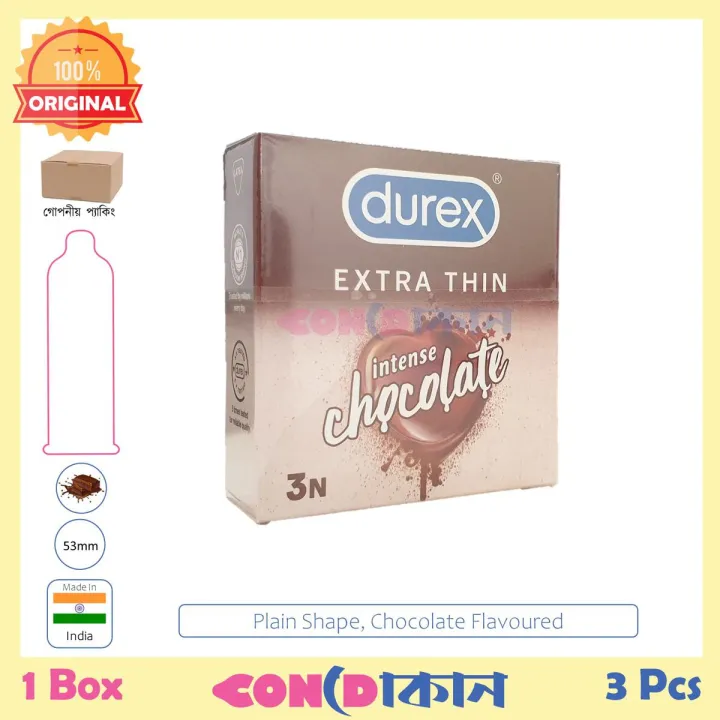 Picture of Durex Extra Thin Intense Chocolate Condom 1 Box (3 Pcs) Indian