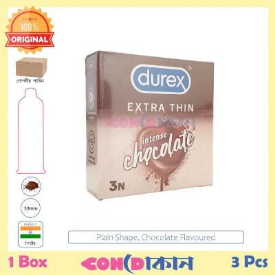 Picture of Durex Extra Thin Intense Chocolate Condom 1 Box (3 Pcs) Indian
