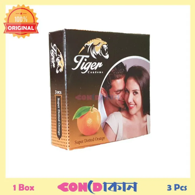 Picture of Tiger Super Dotted Orange Flavored Condoms 1 Box (3Pcs)