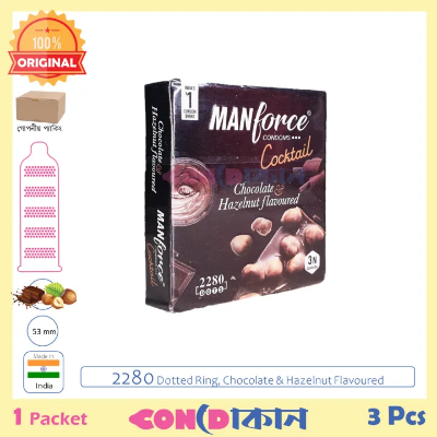 Picture of Manforce Cocktail 2280 Dots Chocolate & Hazelnut Flavoured Condom 1 Pack (3 Pcs)